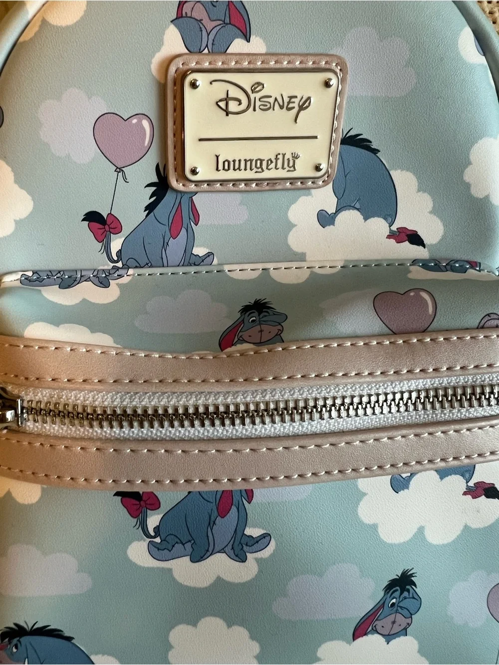 Disney Loungefly Eeyore Sky Blue Mini Backpack with Pink Accents